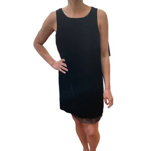 Kensie Black Velvet Tulle Hem Mini Dress Small